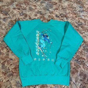 Vintage 80s 90s Aspen Ski Crewneck Puffer print Men's Size Medium